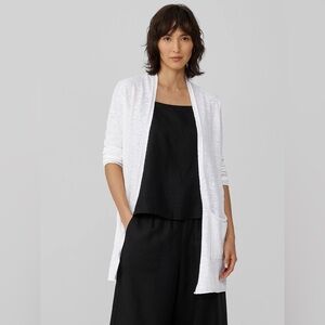 Eileen Fisher Organic Cotton Linen Slub Long Pocket Cardigan